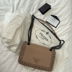 Prada Calf skin Studded Glace Bag